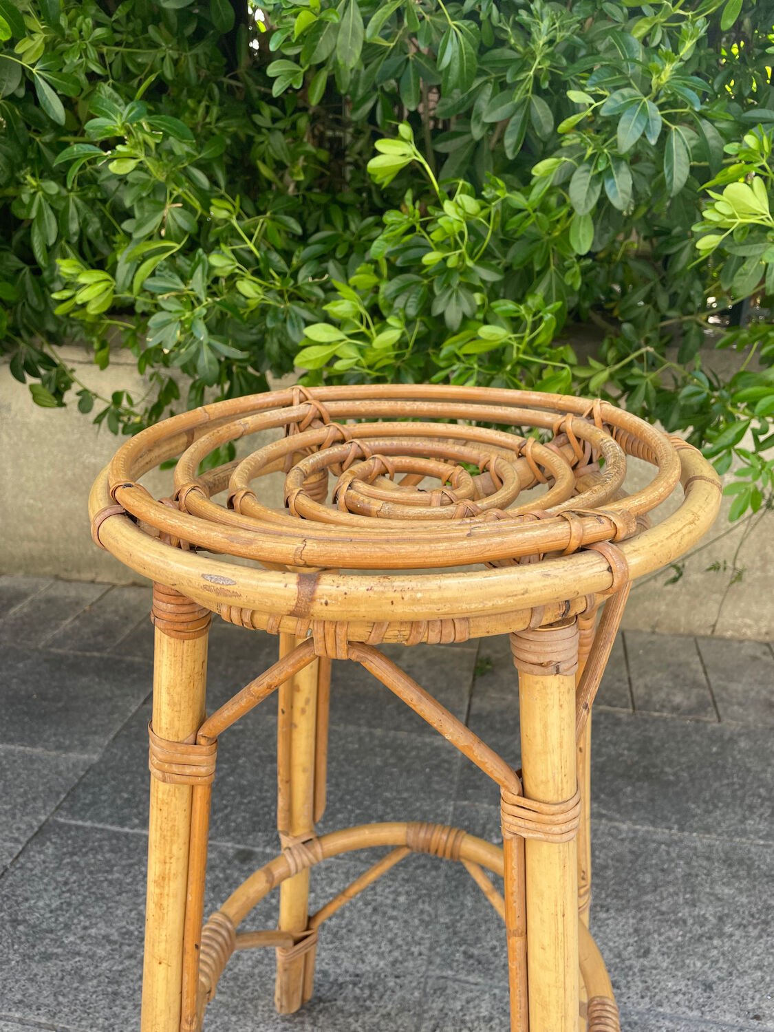 Pair of rattan stools