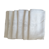 6 serviettes lin brodées iris Monogramme PD