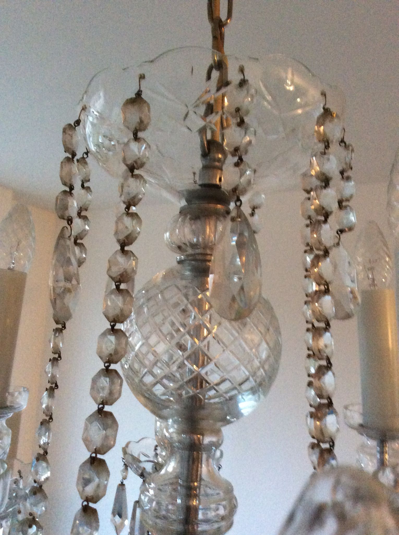 Old bohemian crystal chandelier for Deknudt