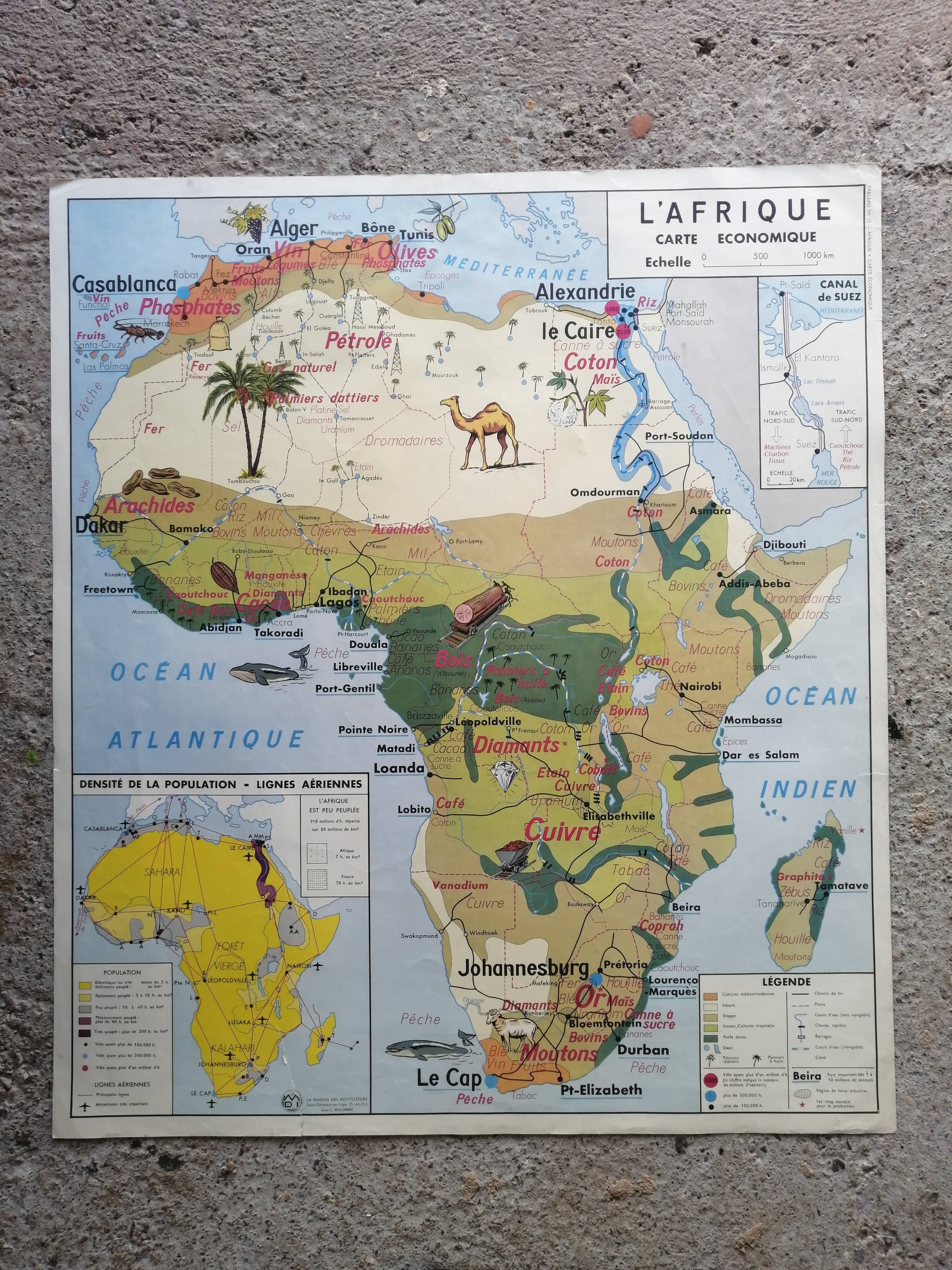Vintage school map mdi: Africa-Europe economic.