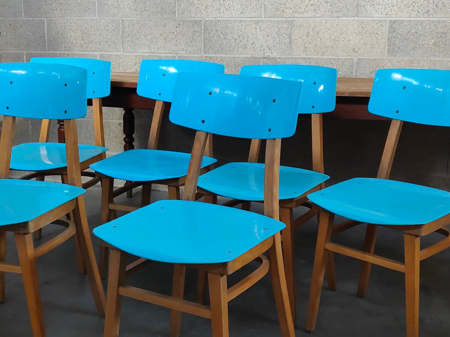 Set of 6 blue chairs TON (Thonet)