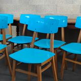 Set of 6 blue chairs TON (Thonet)