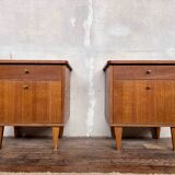 Pair of vintage oak bedside tables, 1960s