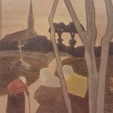 Paul Balluriau, "Twilight", signed lithograph, late 19th century.