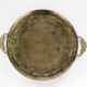Vintage decorative brass tray, pierced edge and floral handles.
