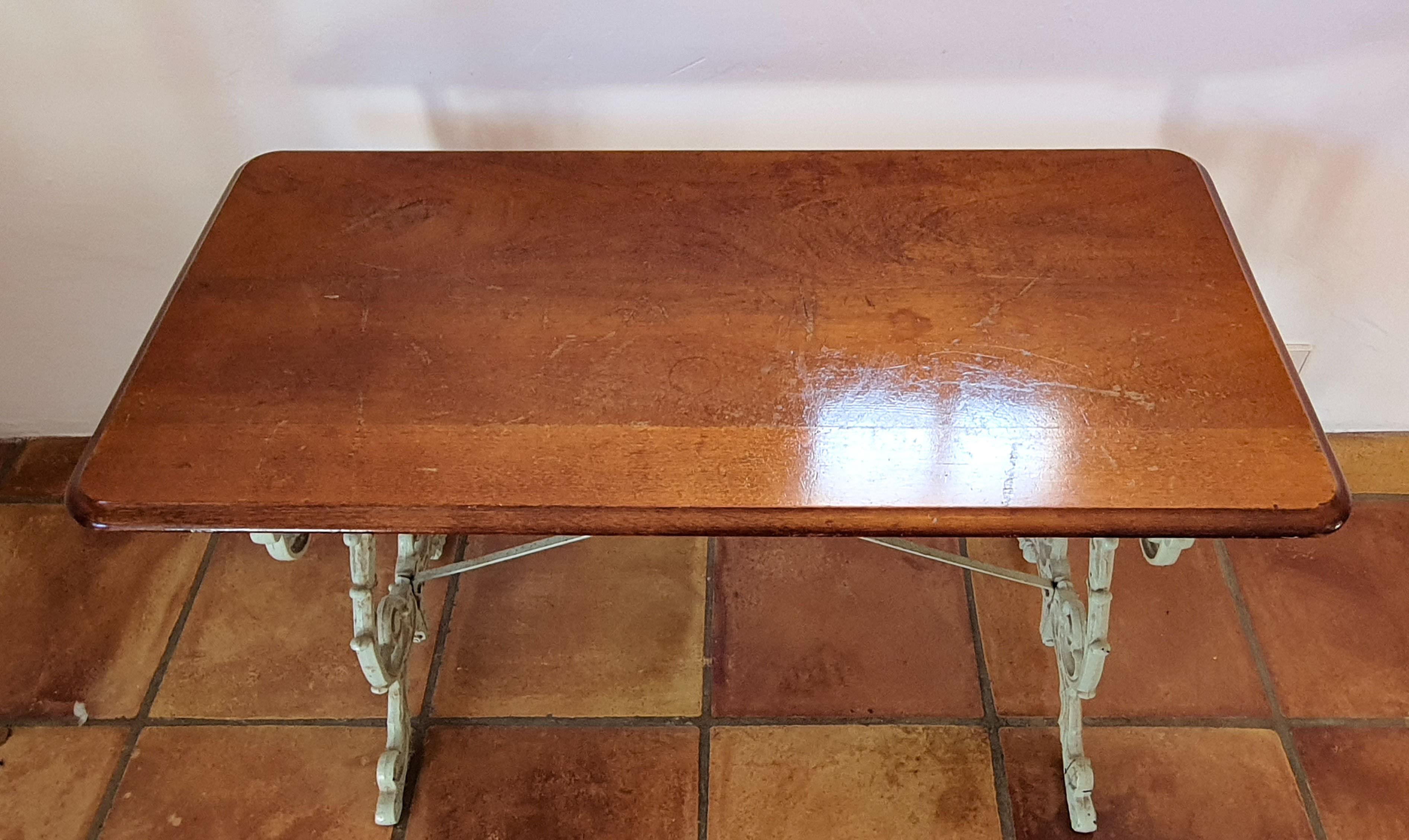 Bistro dining table - wood and wrought iron