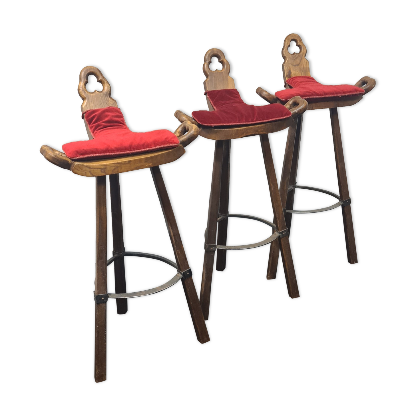 Three vintage Spanish bar stools