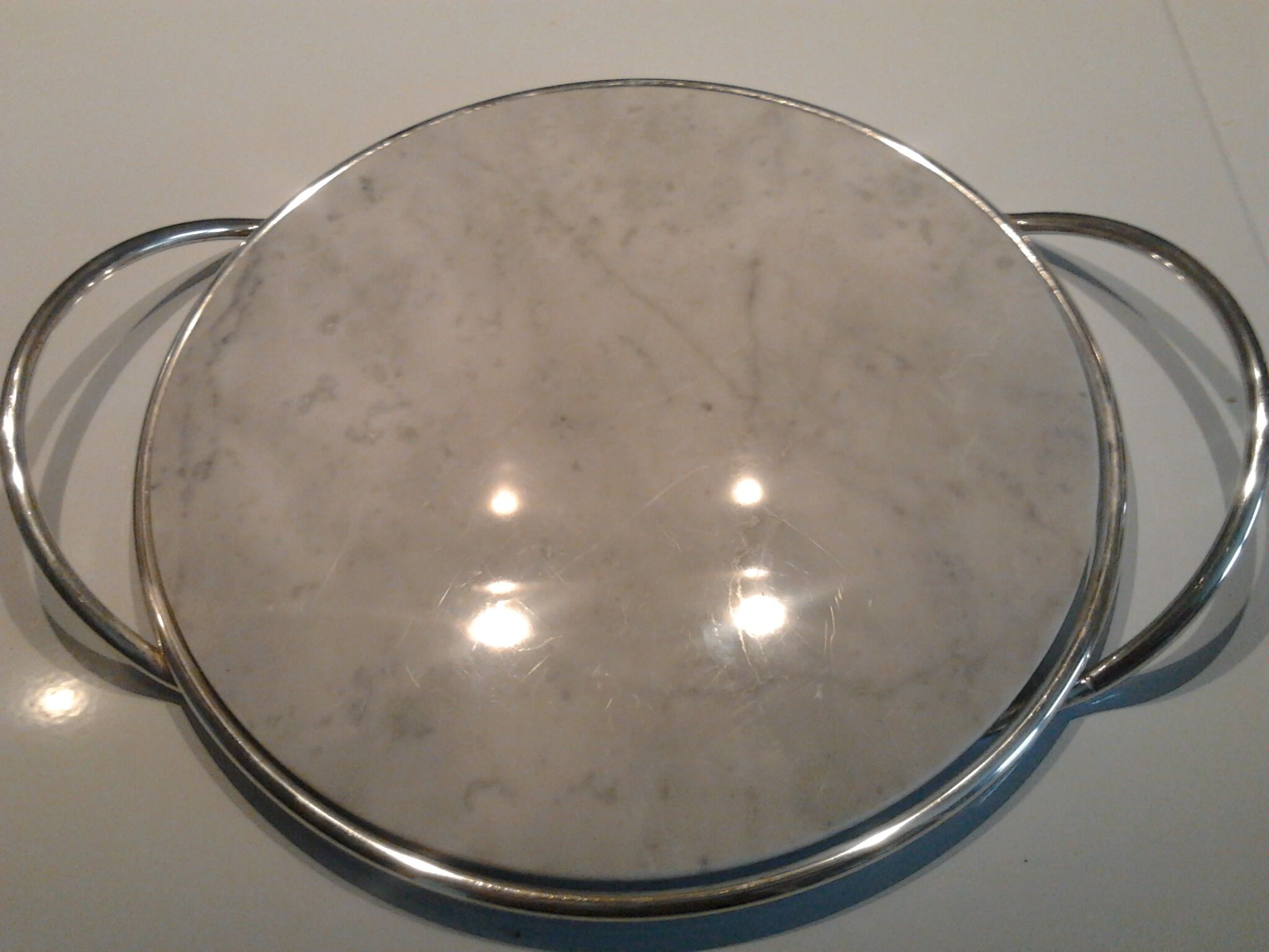Set in marble of Carrara with silver metal handles