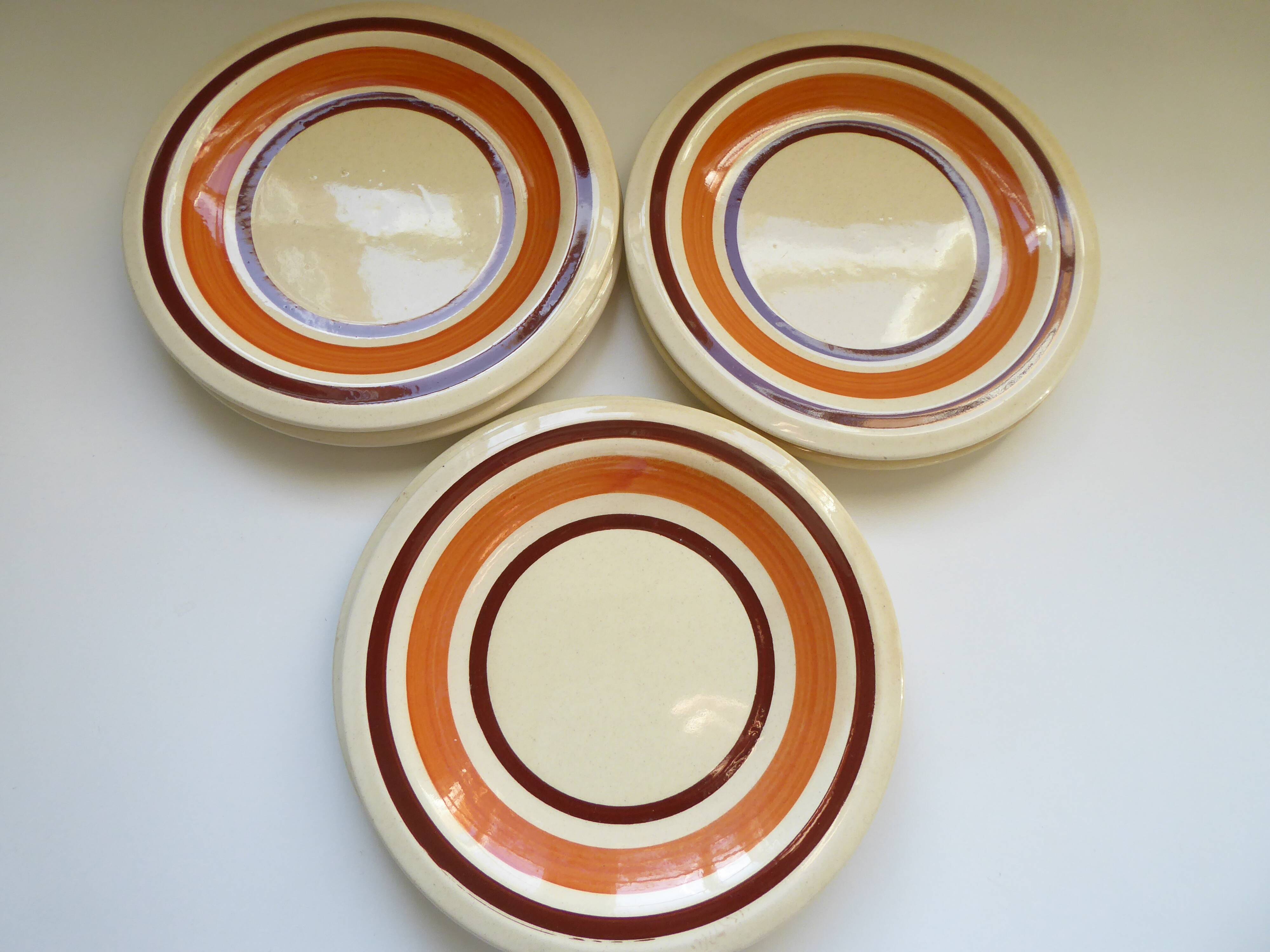Set of 6 Vintage Earthenware Dessert Plates
