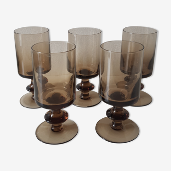 Set of 5 glasses with gray foot