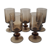 Set of 5 glasses with gray foot