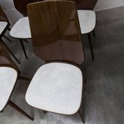 Set of 6 Baumann model 840 G2S chairs in varnished mahogany finish, 1963