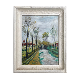 Peinture ancienne paysage dans le goût d'Utrillo XXe