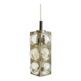 60s Space Age pendant lamp by Temde, made of glass and nickel-plated metal