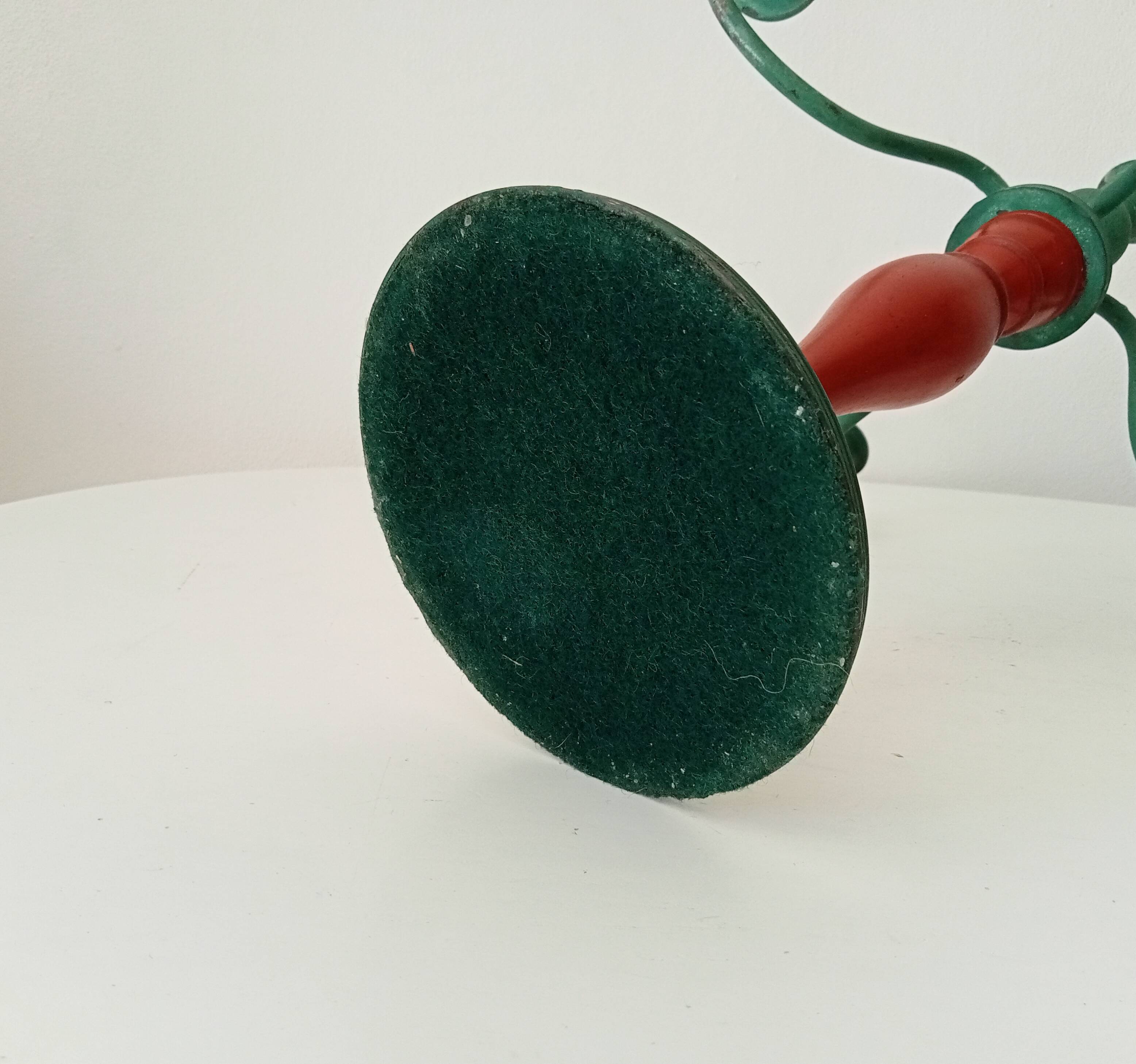 Antique 4-branch wood and metal candlestick