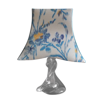 Table lamp Lampshade fabric Ikat and its crystal foot