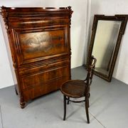 Biedermeier vintage oak and mahogany secretary desk, well-made, 1860.