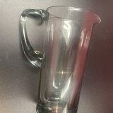 elegant water or orangeade pitcher in smoked glass from the 1970s - 25 cm