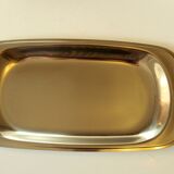 Serving plate and serving bowl, made in stainless steel, Vintage from the 1970s