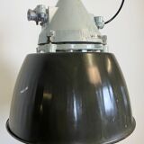 Grey cast aluminium explosion proof lamp with black enameled shade