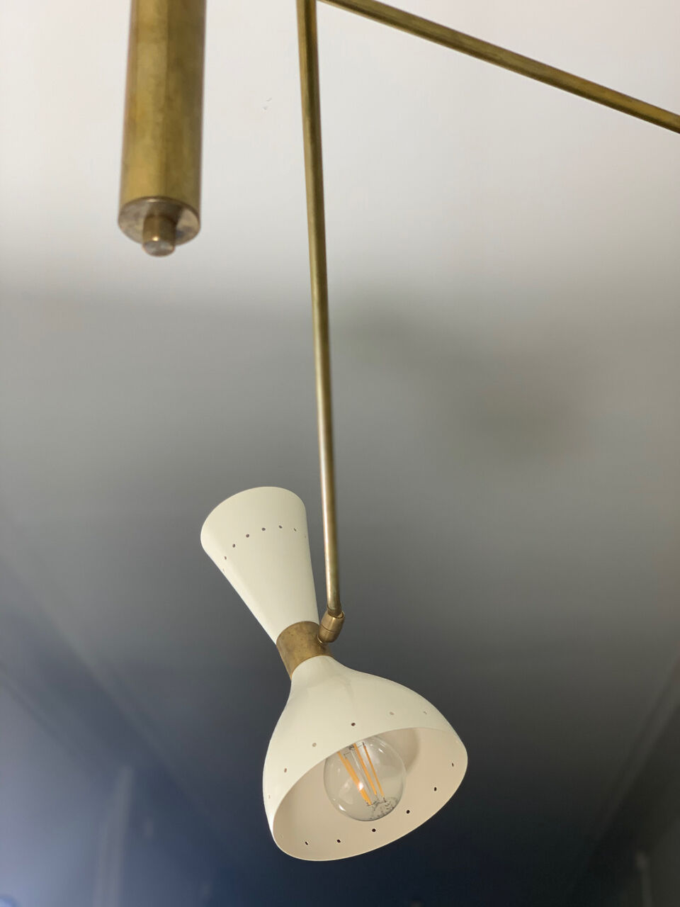 Asymmetric Italian Brass Ceiling Lamp  Style, 1950s Mid-Century