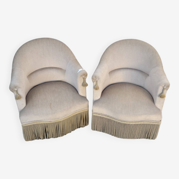 Paire fauteuil crapaud blanc