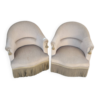 Paire fauteuil crapaud blanc