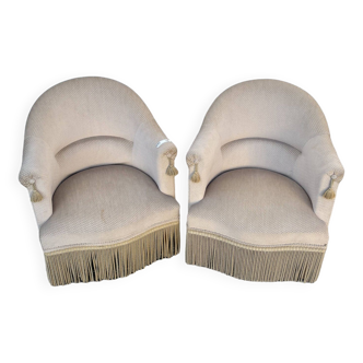 Pair of white toad armchairs