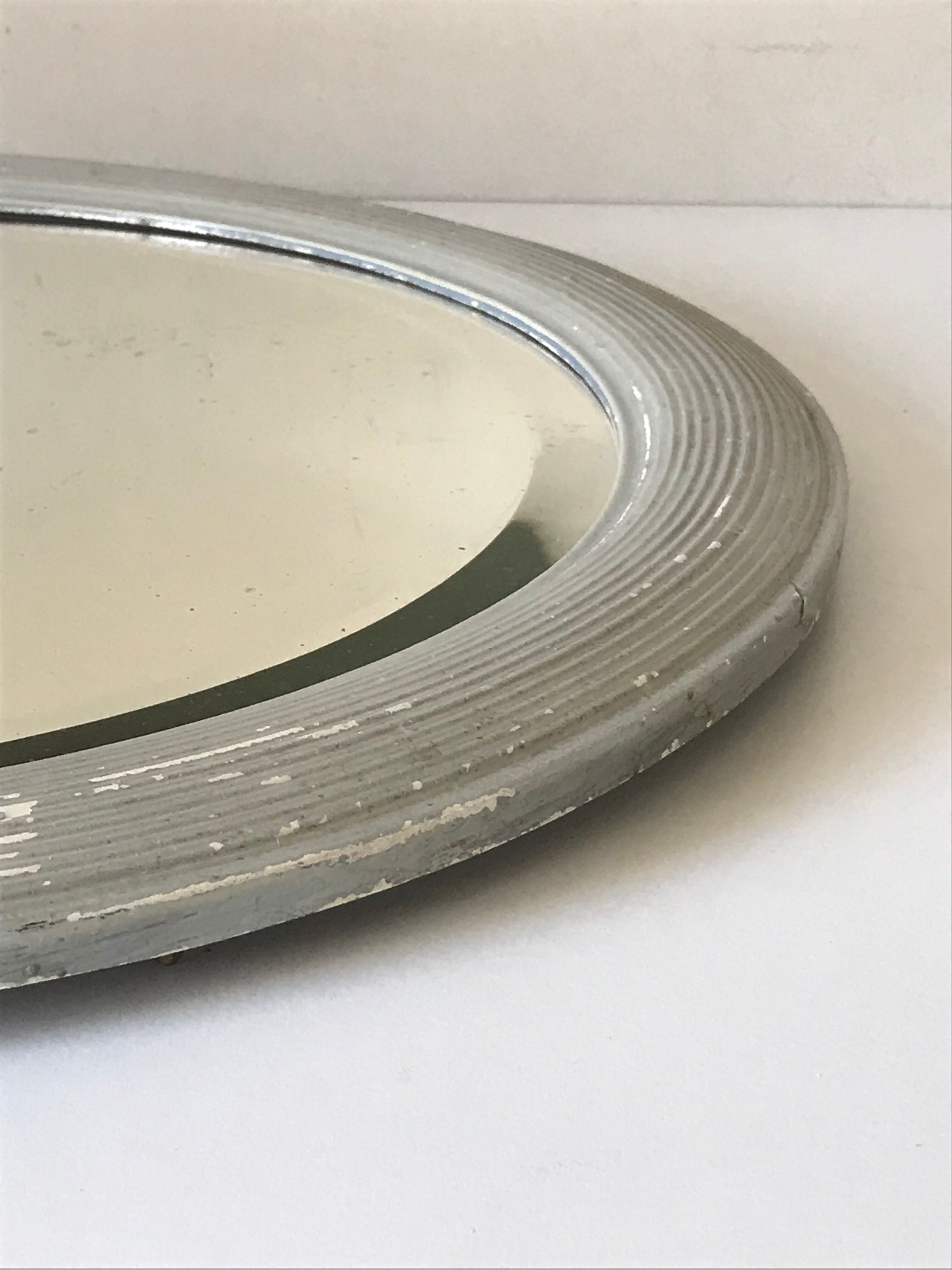 Vintage wood round mirror 1950