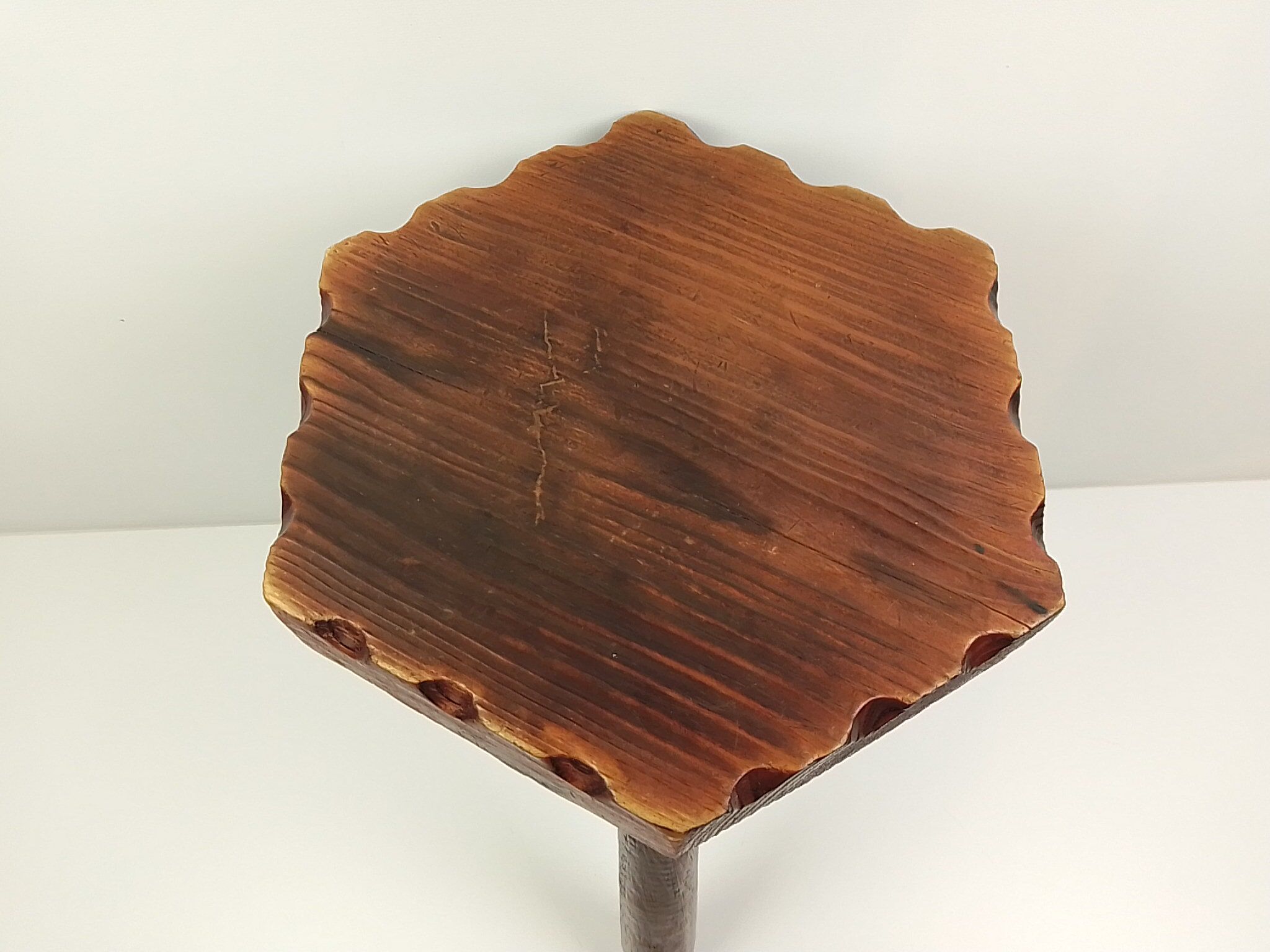 Hexagonal seated wooden stool