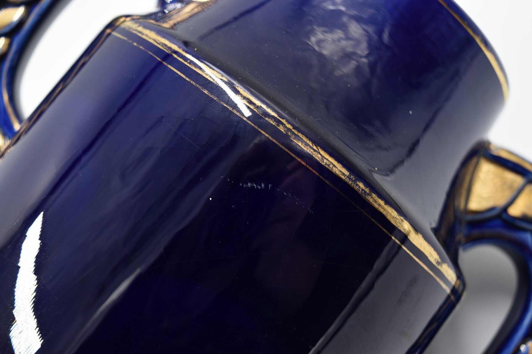 Large ceramic art deco vase by Odyv blue sèvres