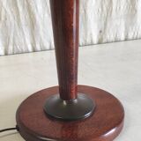 Table lamp by Unilux in wood and brass - mid 20th century.