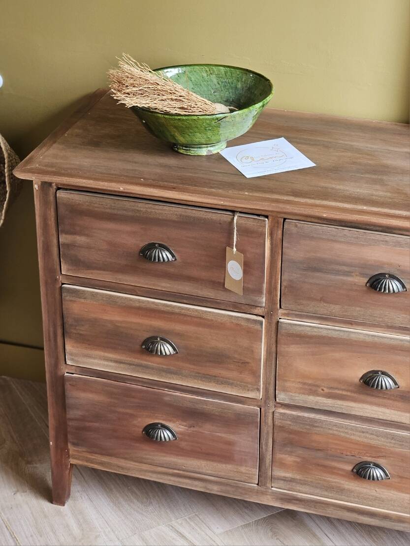 Teak sideboard with shell handles, refurbished | Léon