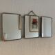 Vintage mirror 1960 triptych barber pink fabric - 21 x 49