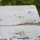 Table d'appoint, console en bois blanc patiné