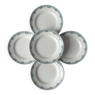 Set de 5 assiettes terre de fer Saint Amand.