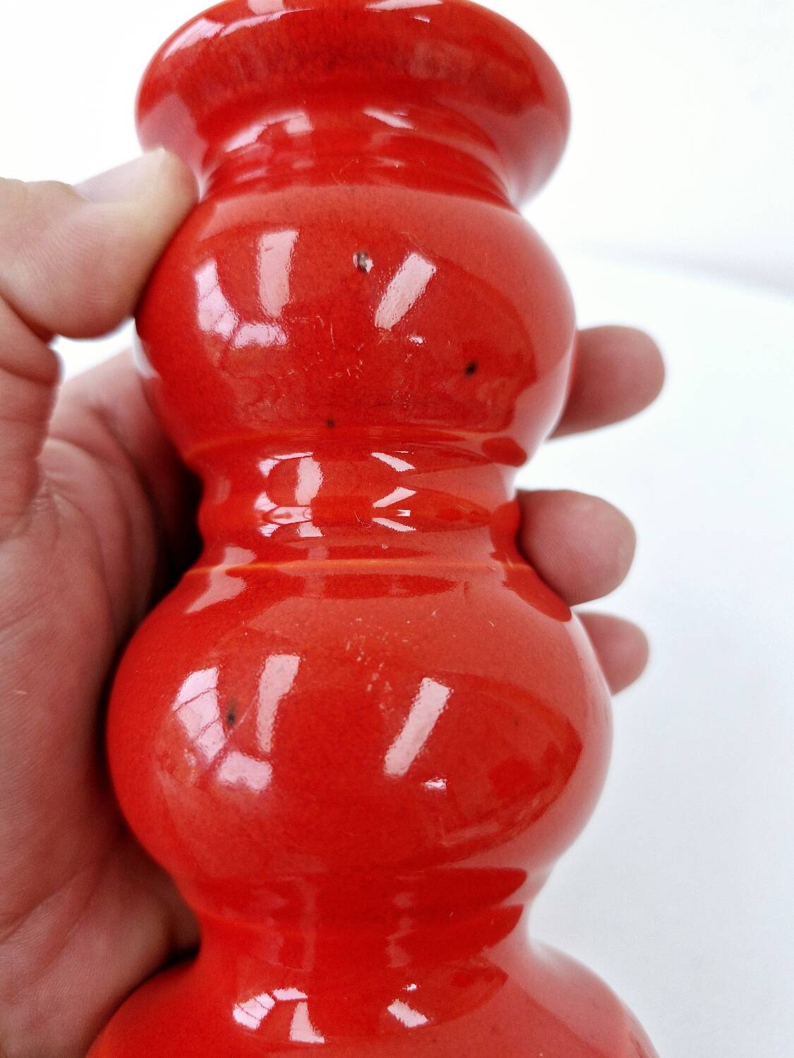 Bougeoir Chandelier Rouge En Céramique Vintage Schramberg Allemagne