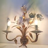 Wall lamp flowers metal white and golden Masca Italy