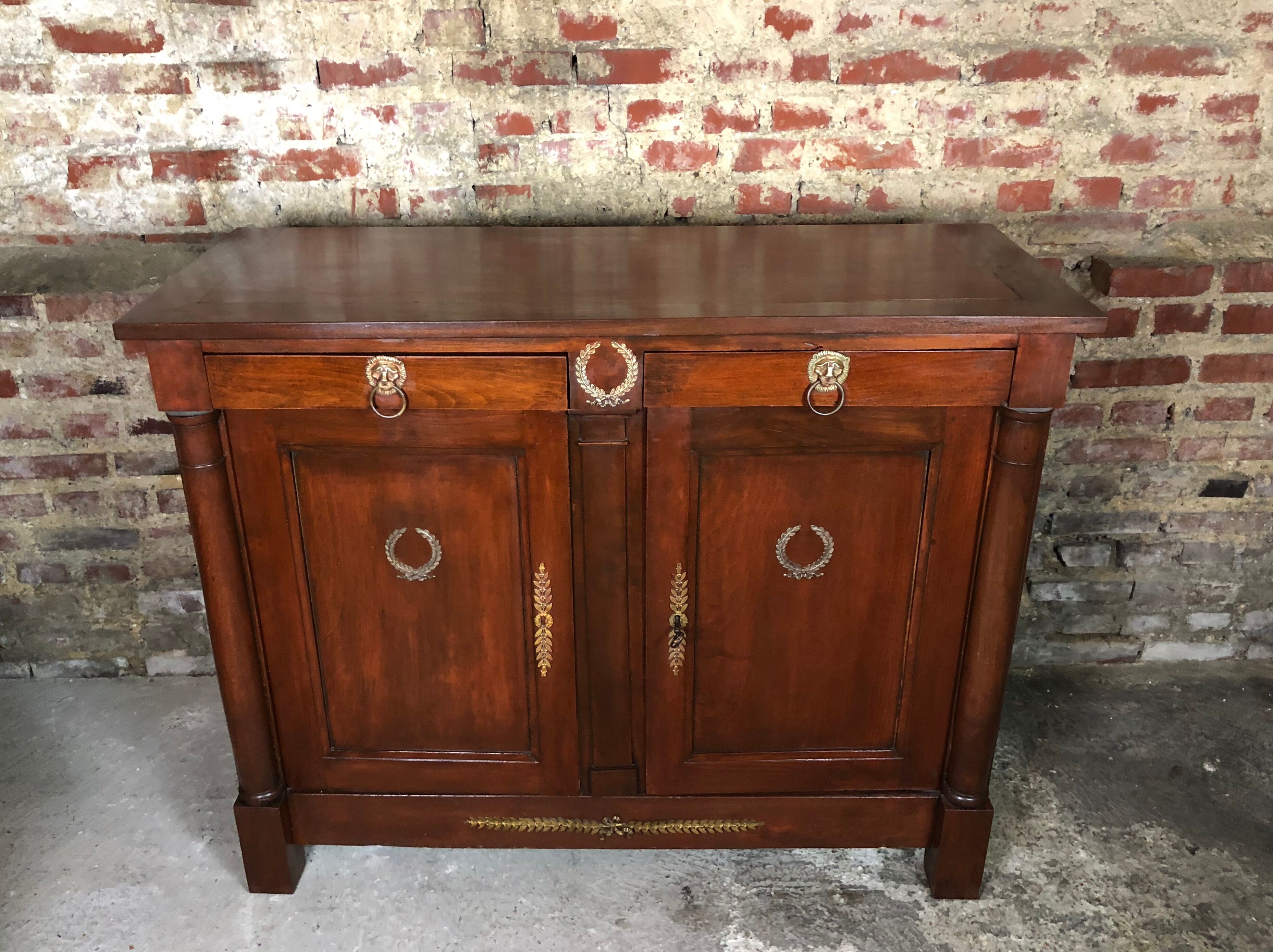 Empire style buffet in mahogany stained mahogany
