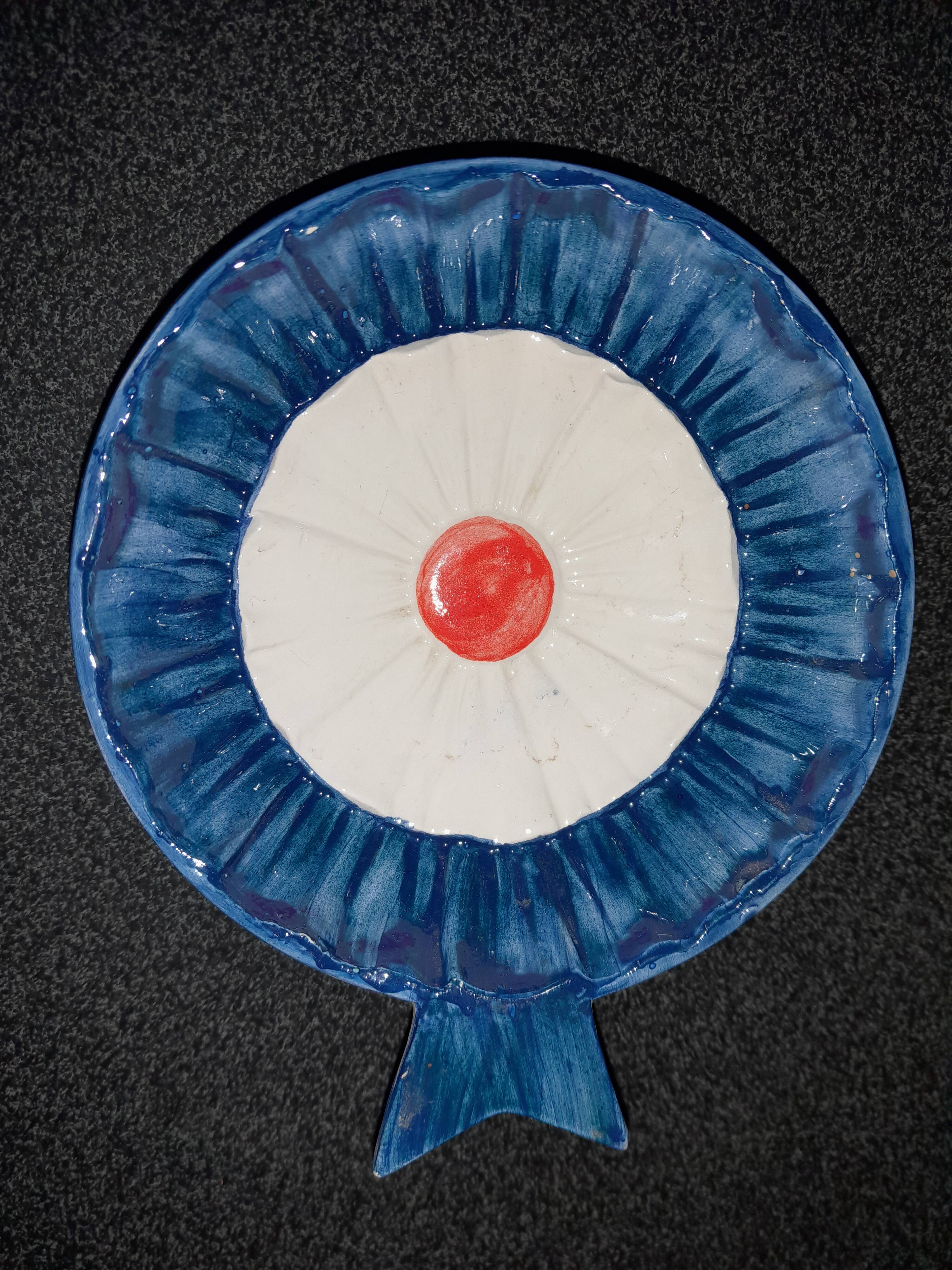 Antique tricolor roundel ceramic cup