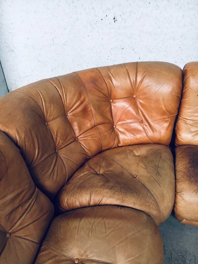 Mid-Century Modern Italian Leather Sectional Sofa by Ipe, Italy, 1970s, Set of 5