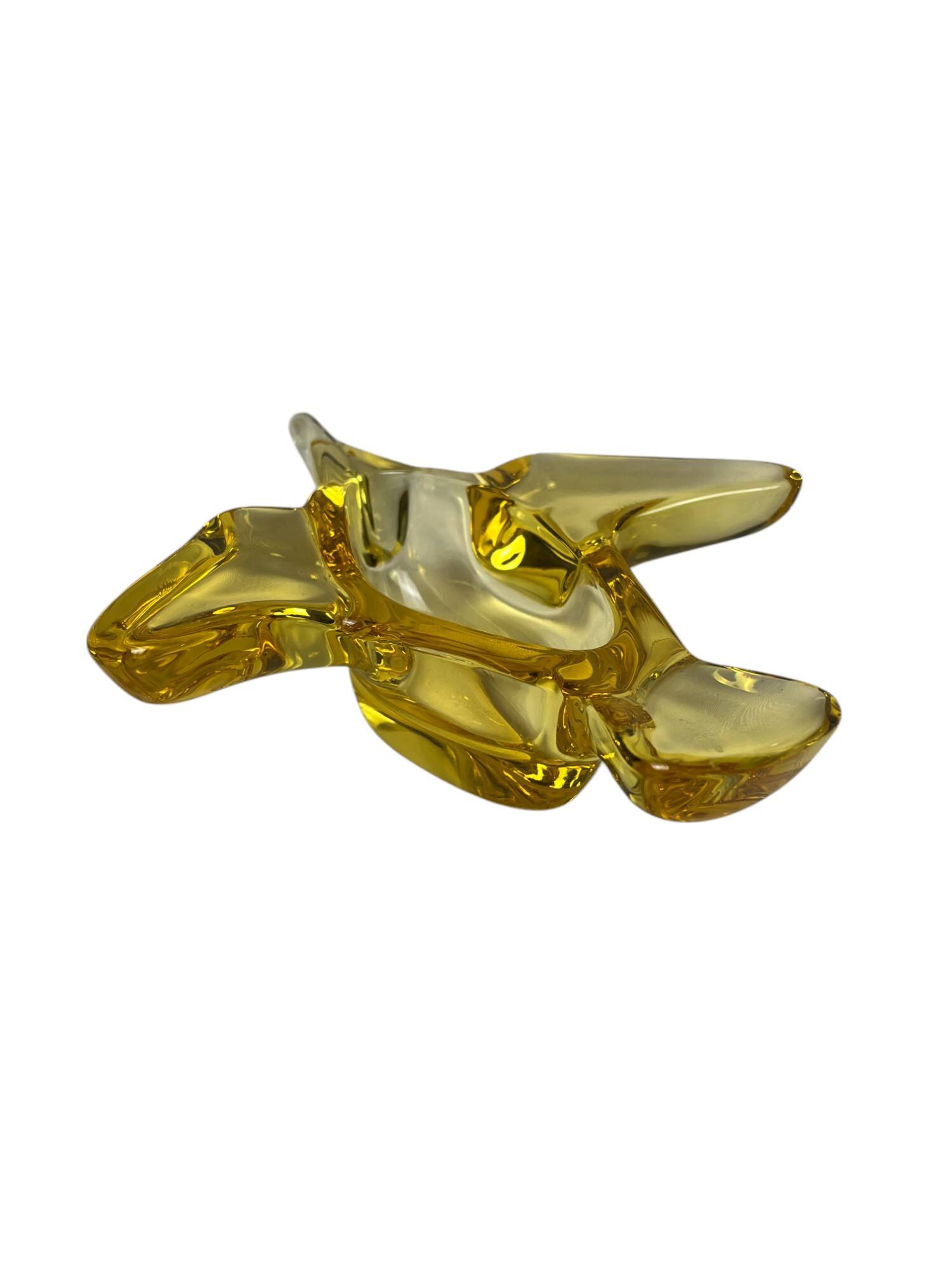Murano, yellow glass bird-shaped pocket tray, 20th century