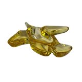 Murano, vide poche en verre jaune forme oiseau XXème