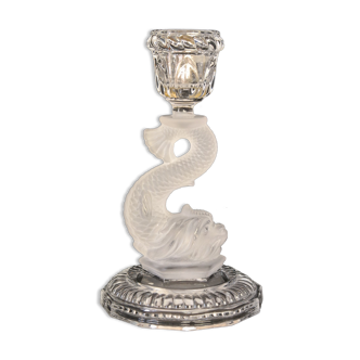 Bougeoir dauphin en cristal Portieux époque XXème