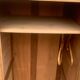 Vintage wardrobe with compass legs in raw wood, sliding doors, 1960s