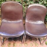 Gastone Rinaldi dining chairs covered with original cow leather, set of two, Italy, 1960s