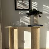Polished travertine console vintage style design raw travertine console