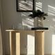 Polished travertine console vintage style design raw travertine console