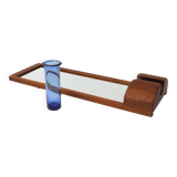 Danish wall mirror by Jacob Hermann & Per Lütken and Holmegaard glass vase, 1960s.