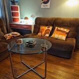 Van Der Rohe Italy Bauhaus' MR coffee table, occasional glass/chromed steel